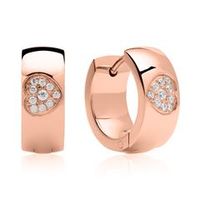 de aros corazon de acero inoxidable chapado en oro rosa con circonitas
