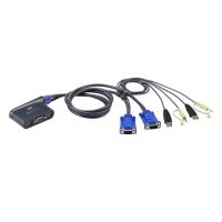 conmutador kvm usb 2 puertos aten cs62u azul
