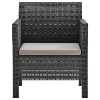 Silla De Jardín | Silla De Exterior | Sillón Con Cojín Pp Ratán Antracita