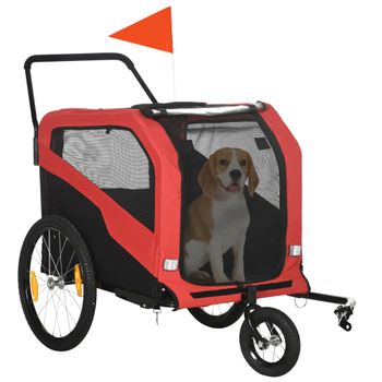 PawHut Remolque para perros, Remolque de Bicicleta, con Reflectores, 1 Bandera, con correa de seguridad 170x77x90 cm, Rojo   Aosom España