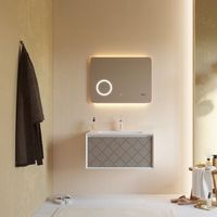 mueble de bano 80cm gris ceniza y espejo led tactil 80x60  miami