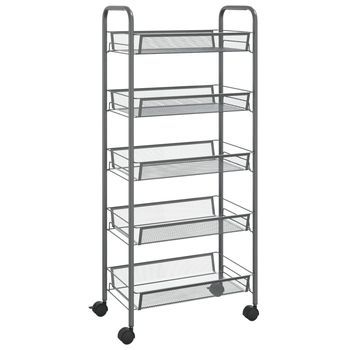 Carrito De Cocina，estantería De Cocina, Carrito De Servir 5 Niveles Hierro Gris 46x26x105 Cm