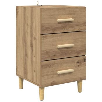 Mesita De Noche - Mesilla De Noche Con Cajón Roble Artisan 40 X 40 X 66 Cm Mc6581