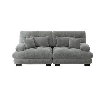 Sofá cloud 2 plazas - chenille con 2 cojines lumbar y 2 cojines decorativos - gris
