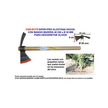 Sifer Pro Alcotana Hacha Mango Madera 45cm Desvaretar Olivo