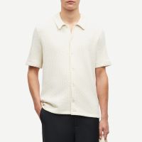 samsoe samsoe sakvistbro cotton-blend waffle shirt - m