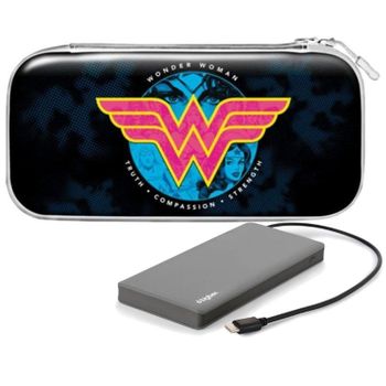 Funda Rígida Nacon Wonder Woman Lazerbuilt para Nintendo Switch ultrarresistente + Powerbank 8000mAh