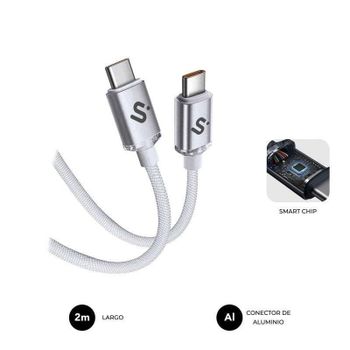 Cable USB-C Subblim Optimus 60W 2 m Nylon Trenzado Blanco