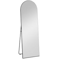 homcom espejo de pie cuerpo entero arqueado 150x50 cm independiente apoyado y de pared sin marco negro
