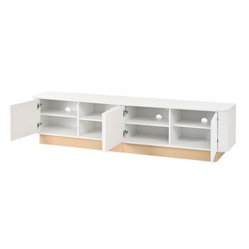 Mueble De Tv De 200 Cm Blanco Con Cuatro Puertas Y Frentes Acanalados