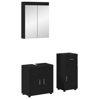 Juego De Muebles De Baño Tulum 3 Uds. Negro 60 X 34 X 63 Cm Vidaxl