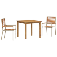 juego de comedor de jardin de 3 uds en ratan poliester beige y acacia cfw420742