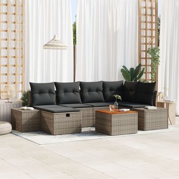 Set De Sofá De Jardín Set De 7 Gris Poliratán Sofá Exterior V0450 Unico / Gris