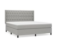 cama box spring con colchon tela gris claro 180x200 cm diseno de botones