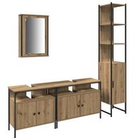 juego de muebles de bano  armario de bano con estante 4 piezas roble artesanal