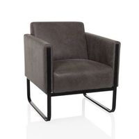 sillon lounge aruba retro estructura negra cuero sintetico 1 plaza gris hjh office