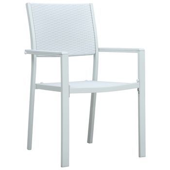 Pack 4 Uds Sillas De Jardín | Silla De Exterior | Sillón Plástico Con Aspecto Ratán Blanco