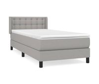 cama box spring con colchon tela gris claro 100x200 cm botones