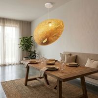 lampara colgante de bambu y mimbre o45 cm e27 blanca estilo boho artesanal para salon o dormitorio