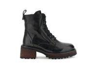 botines de piel con cordones y suela track black 37