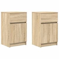 pack 2 uds mesillas noche  mesita de noche madera ingenieria roble sonoma 39x35x65 cm