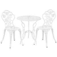 casapro set bistro hierro fundido mesa  2 sillas blanco look antiguo muebles para jardin terraza balcon