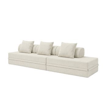 Sofá Modular 3+2 Lugares Convertible Terciopelo Regular  Beige