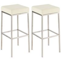 set de 2 taburetes montreal  altura 85 cm simil cuero crema 37x37x85 cm clp
