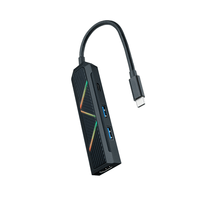 hub nano cable usb-cconversor usb-c a 2xusb-a usb-c pd hdmi 15cm negro