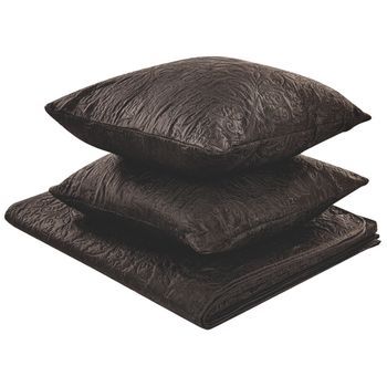 Colcha De Poliéster Marrón 140 X 210 Cm Manta Cojines Patrón En Relieve Clásico Dormitorio Rayen