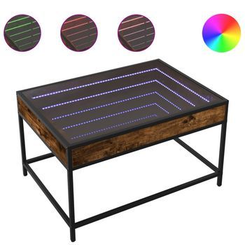 Mesa De Centro Con Infinity Led Roble Ahumado 70x50x41 Cm Vidaxl