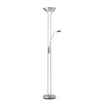 Lámpara de pie LED DISK satinada 180 cm con lector