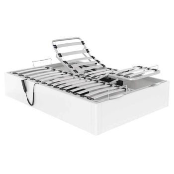 Canapé Abatible Articulado Con Motor Ankara Altura 34 Cm - Blanco - 160x182 Cm