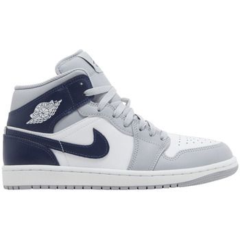 Nike Deportivas Moda Jordan 1 Mid Wolf Grey Midnight Navy para hombre