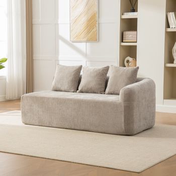 Sofá Modular Gris De 3 Plazas De Chenilla Con Espuma De Alta Elasticidad