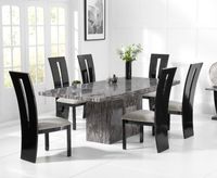 crema 220cm grey marble dining table with verbier chairs
