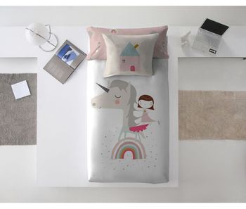 Funda nórdica reversible unicorn white cama 90