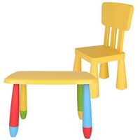 mesa infantil rectangular amarilla73cmf58cmh48cm silla marilla  l38cmf35cmh