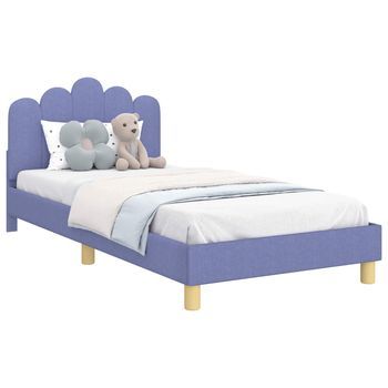 Cama Individual | Cama Para Niños Con Cabecero Azul Jeans 90 X 190 Cm Tela