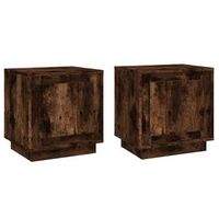 pack 2 uds mesitas noche  mesa auxiliar  mesilla madera contrachapada roble humo 44x35x45 cm