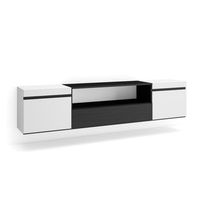 mueble tv television muebles de salon almacenaje 200x45x35cm para tv hasta 80 colgado suspendido estilo moderno blanco y negro