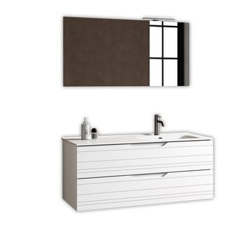 Composición Baño Lavabo Derecha 4 Piezas Solmira Blanco Mate En Mdf