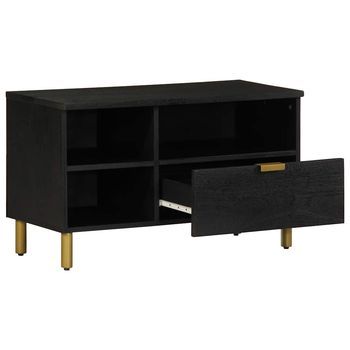 Mueble De Tv | Mueble De Salón | Gabinete De Tv Madera De Ingeniería Negro 80x33x46 Cm