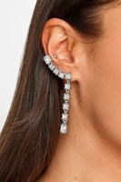pendientes trepadores plateados con brillo