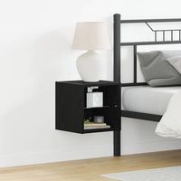 gabinete de noche led - mueble de pared - madera de ingenieria - negro 30x285x30cm