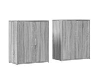 aparador - mueble de almacenamiento de madera de ingenieria 2 uds gris sonoma 60x31x70 cm es3113
