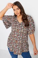 yours top manga angel de flores rojas y verdes mujer curvy y tallas grandes yours