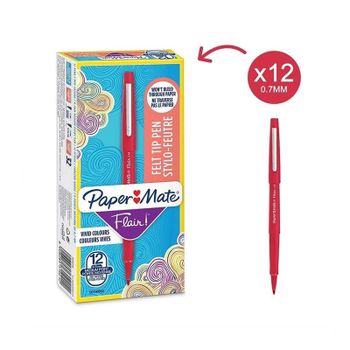 Paper Mate Flair Original Felt Tip Pen Medium Red PK12