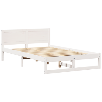 Cama Matrimonial | Cama Doble | Estructura De Cama Blanca Madera Maciza De Pino 120 X 190 Cm Cfw63827