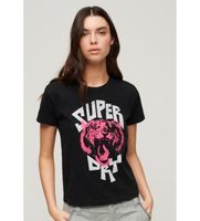 superdry para mujer w1011415a camiseta grafica lo-fi rock negro xs casual algodon manga corta